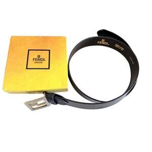 Fendi Black Leather Logo Buckle Belt – Made in Italy
